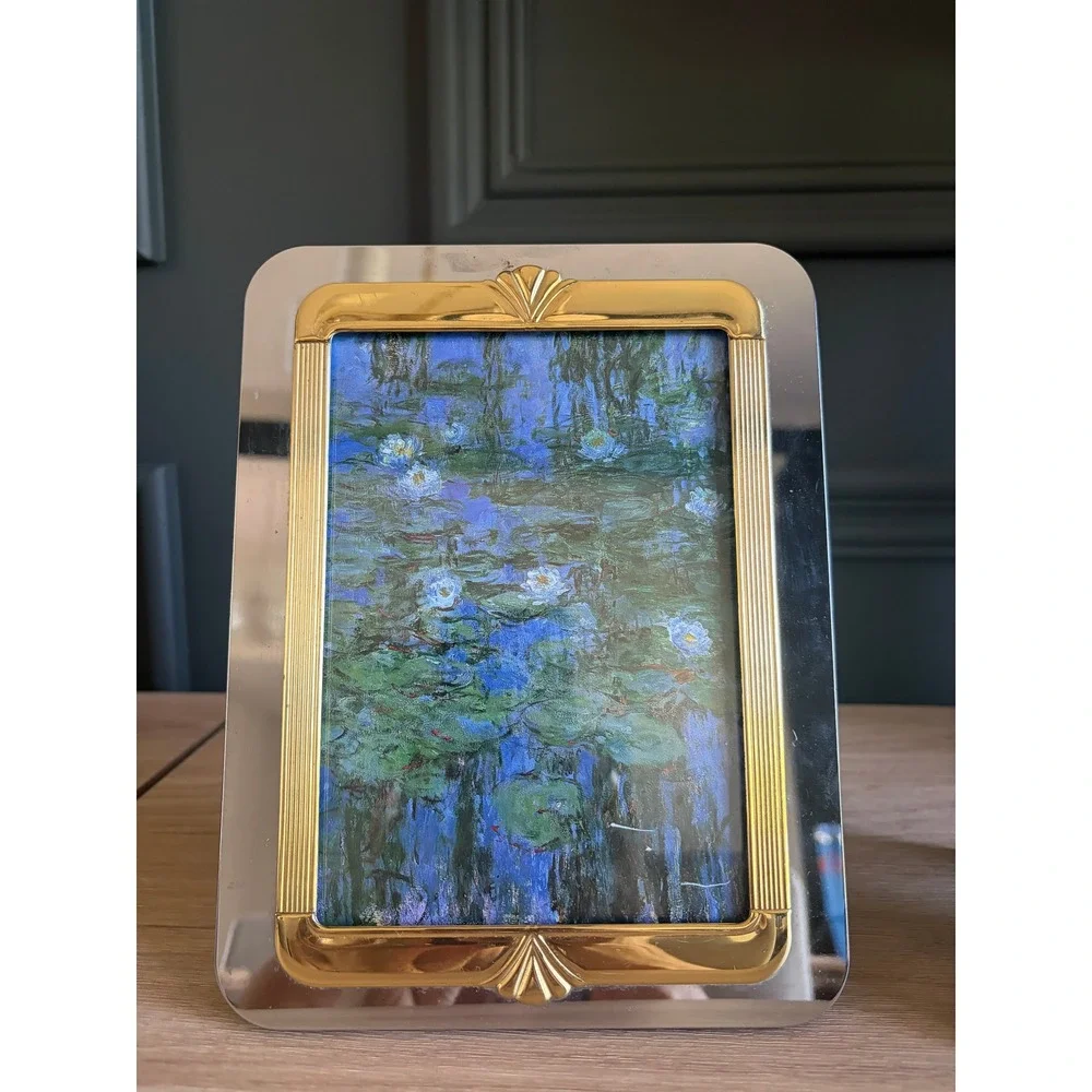 Two Vintage Picture Frames Two-Tone Silver and Gold Finish